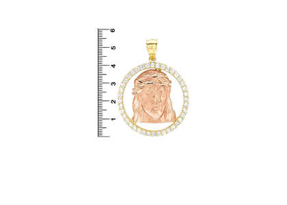 Jesus Head Hollow Pendant with CZ's